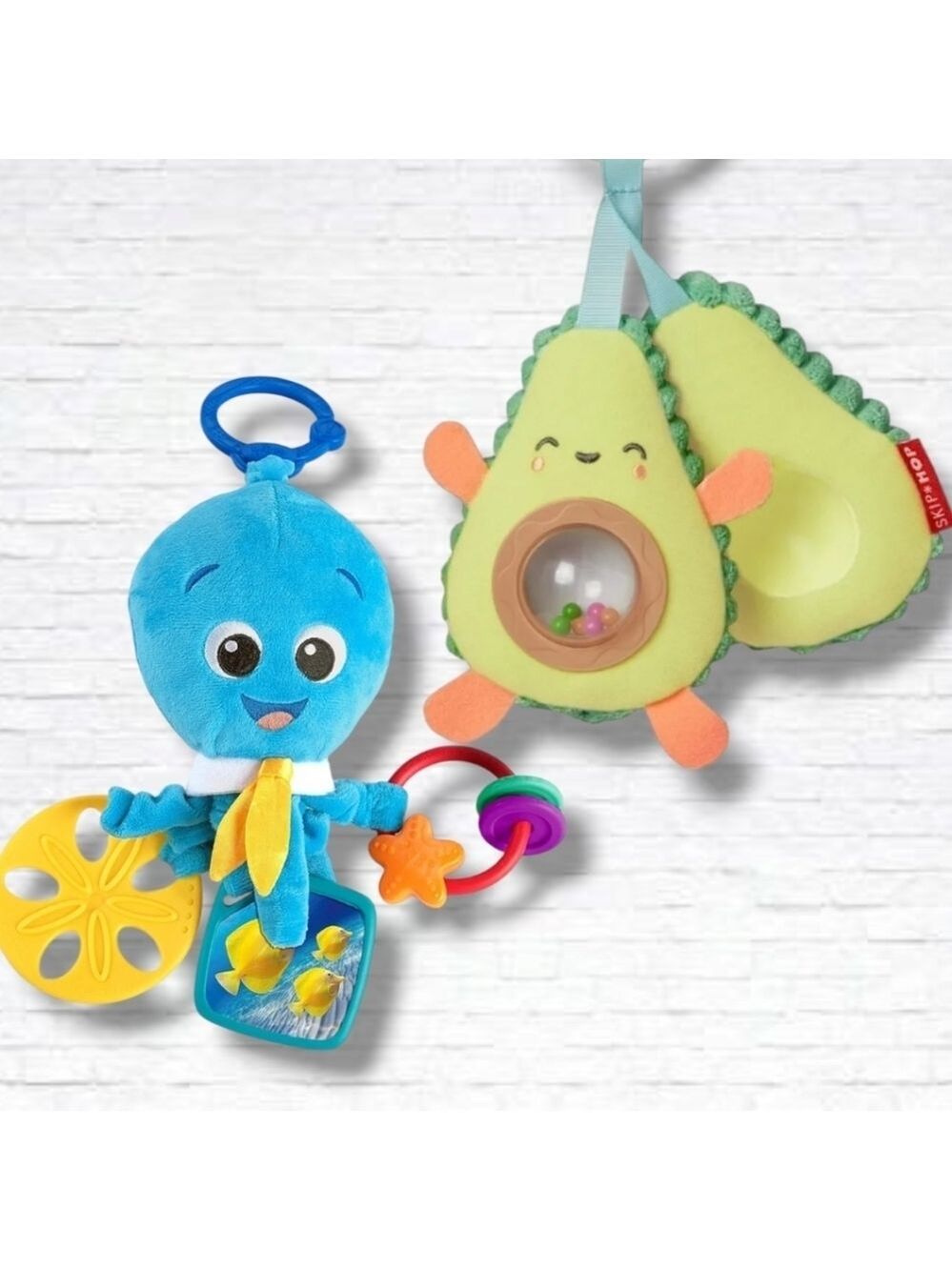 Skip Hop Avocado/Baby Einstein Octopus Take Along Soft Sensory Toys Age 0+ M x 2
